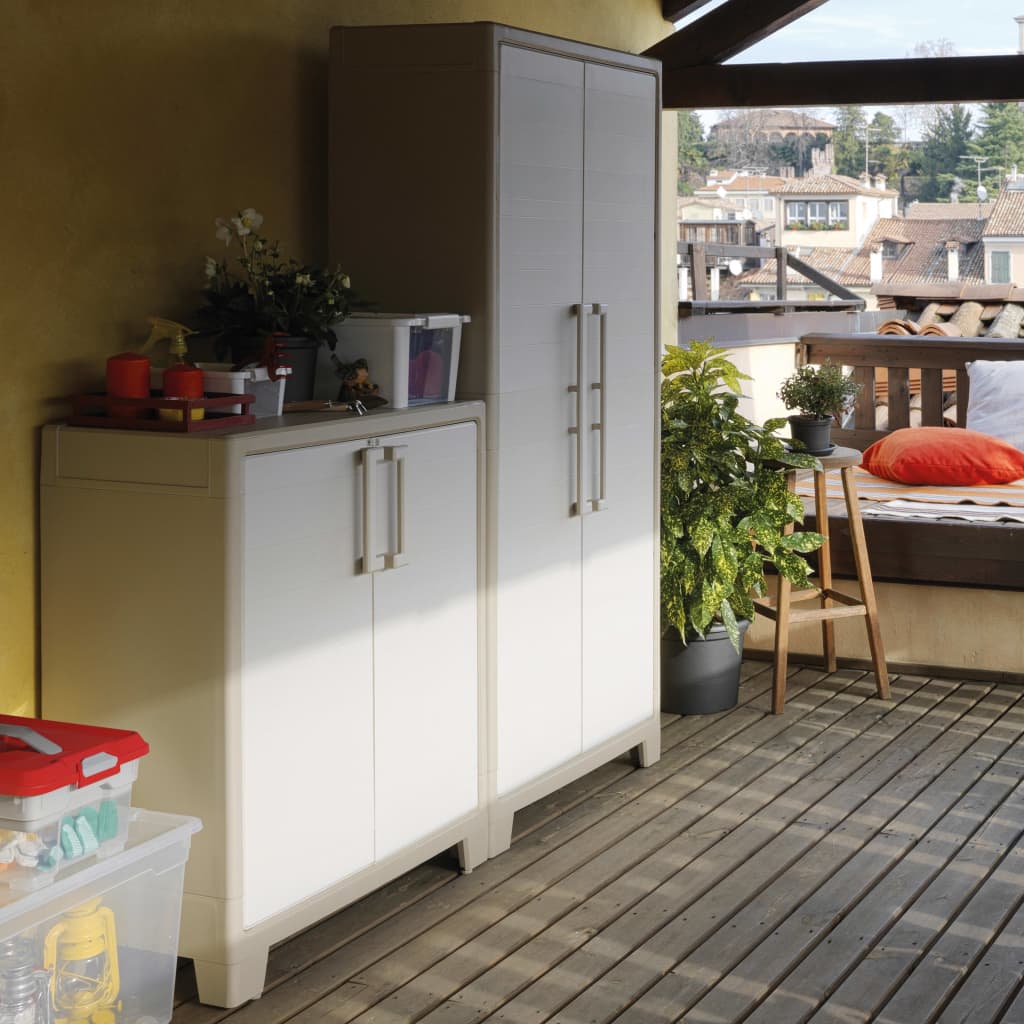 Keter Armário arrumação c/ prateleiras Gulliver 182 cm bege e castanho SARA HOME