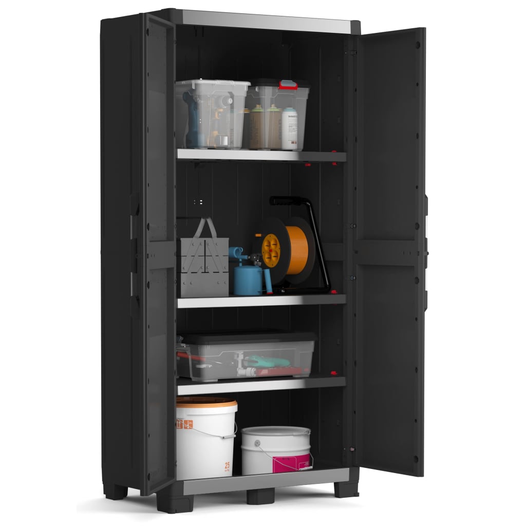 

Keter Opbergkast met schappen Garage XL 188 cm zwart en zilverkleurig