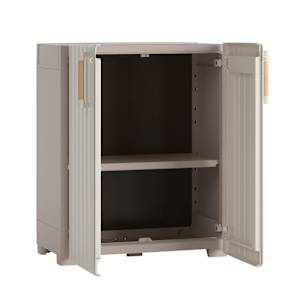 Keter Lavt oppbevaringsskap Groove beige og sand