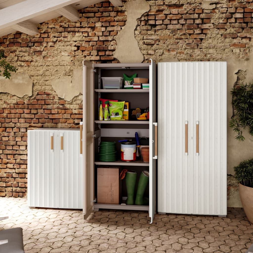 Afbeelding Keter Opbergkast Groove multifunctioneel beige en zandkleurig door Vidaxl.nl