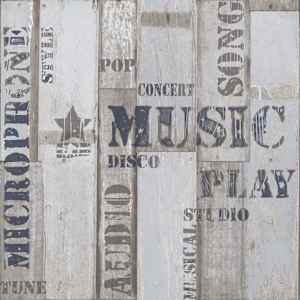 Urban Friends & Coffee Papel pintado tablas madera palabras azul gris