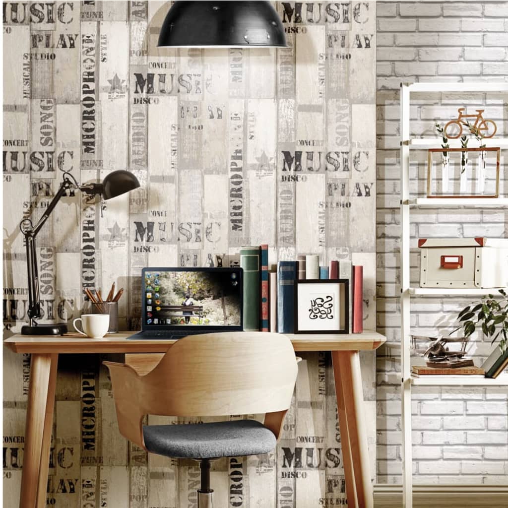 

Urban Friends & Coffee Behang houten planken grijs en zwart