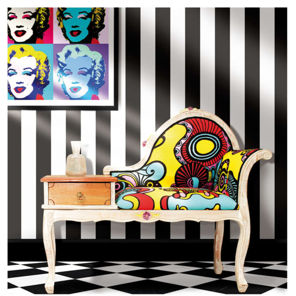 Noordwand Urban Friends & Coffee Wallpaper Stripes Black and White