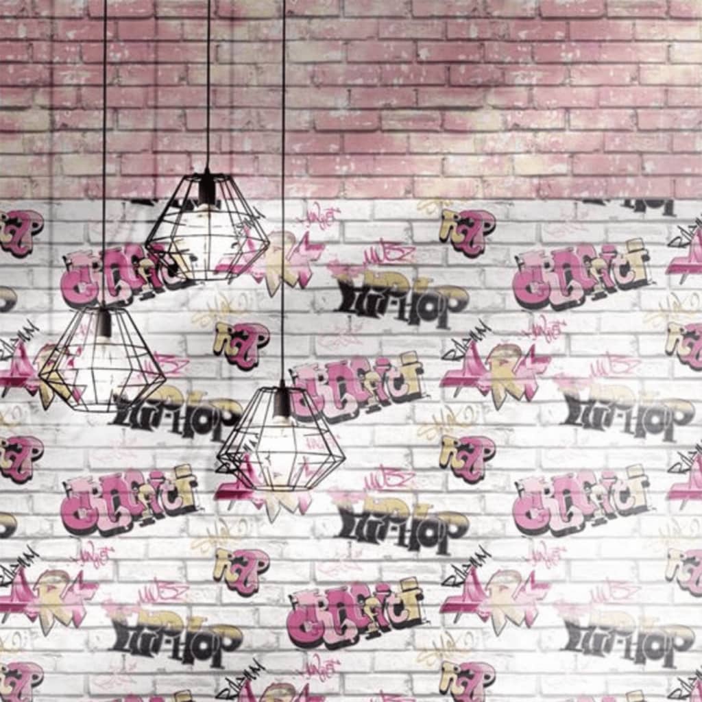 Noordwand Tapet „Urban Friends & Coffee Bricks”, roz și alb
