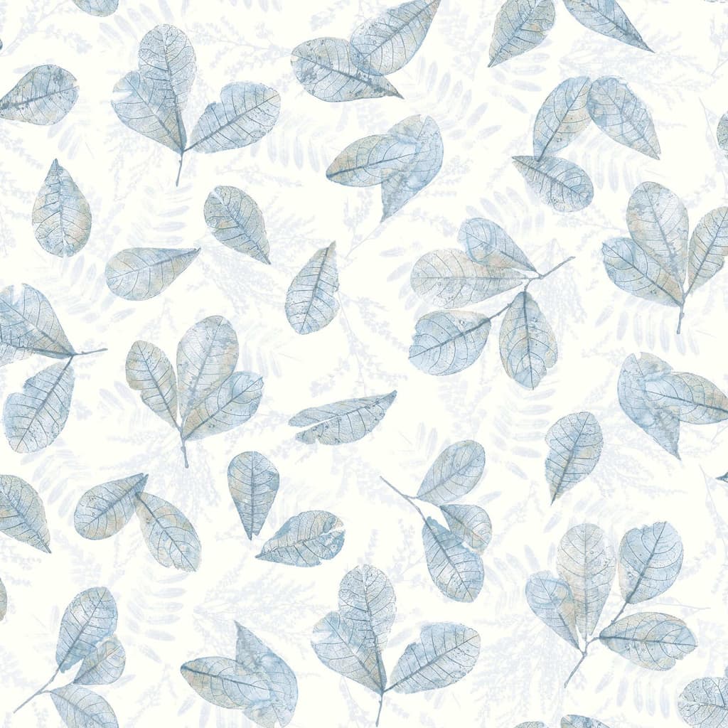 Thumbnail - Noordwand Tapete Evergreen Leaves Weiß und Blau