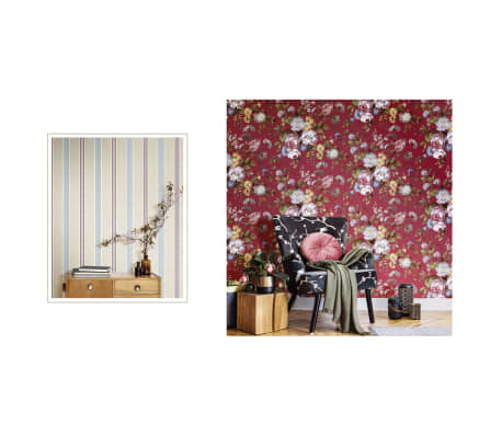 Noordwand Tapete Blooming Garden 6 Big Flowers Rot und Blau
