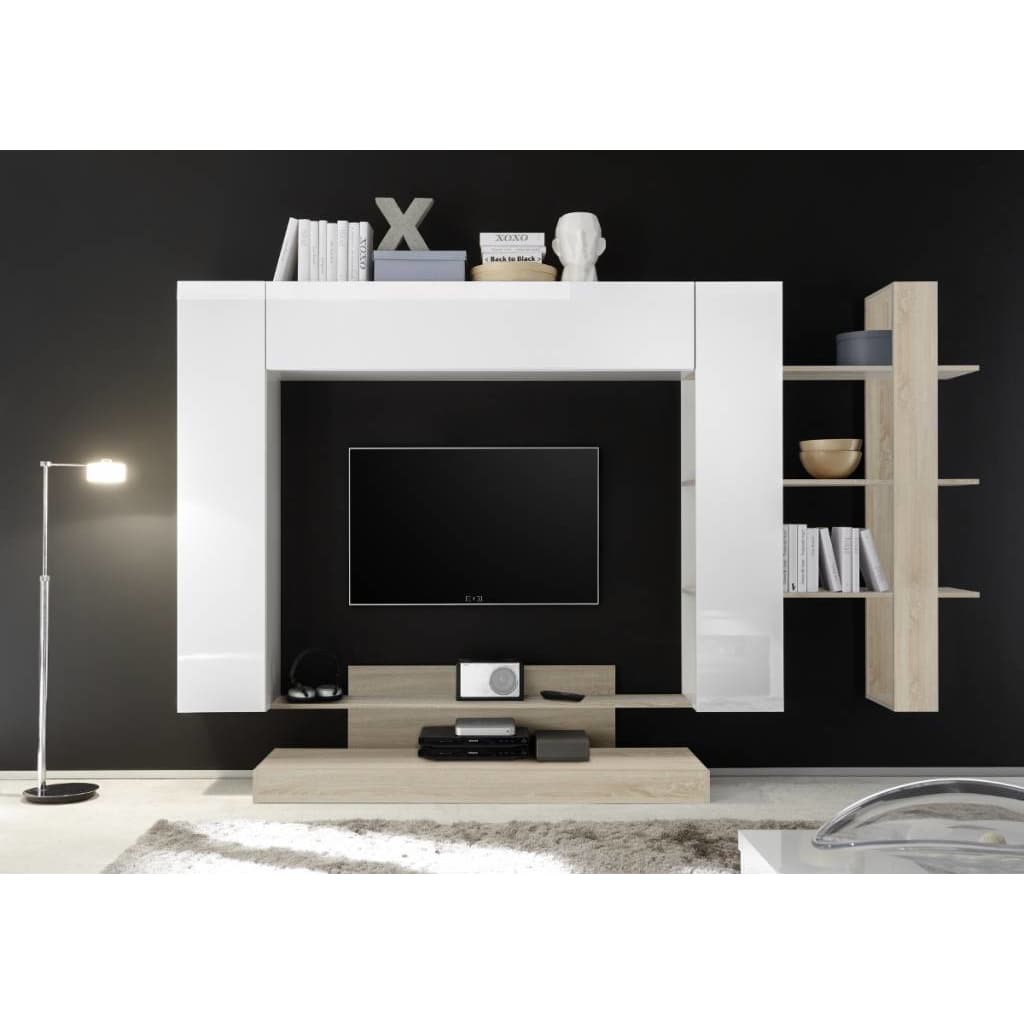 Afbeelding Benvenuto Design Nice TV wandmeubel Wit/Eiken door Vidaxl.nl