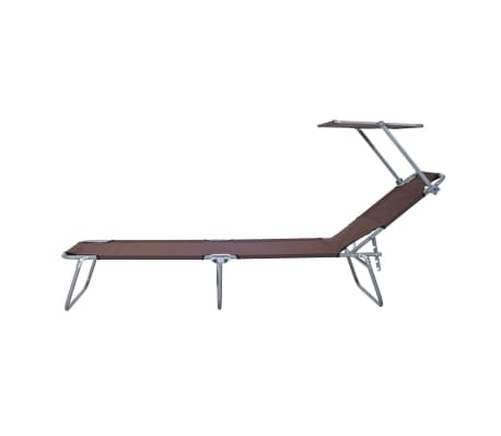 Outsunny Sdraio Prendisole con Tettuccio Parasole Pieghvole Schienale Reclinabile in 4 Livelli Marrone 187 x 58 x 27cm