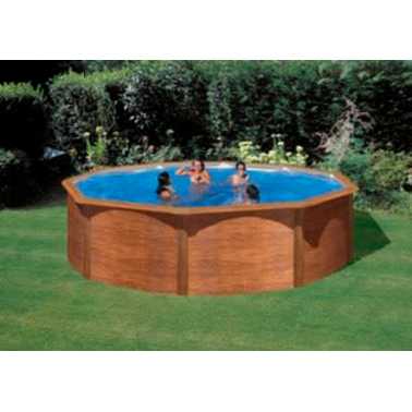 Piscina Fuori Terra Circolare In Metallo Effetto Legno