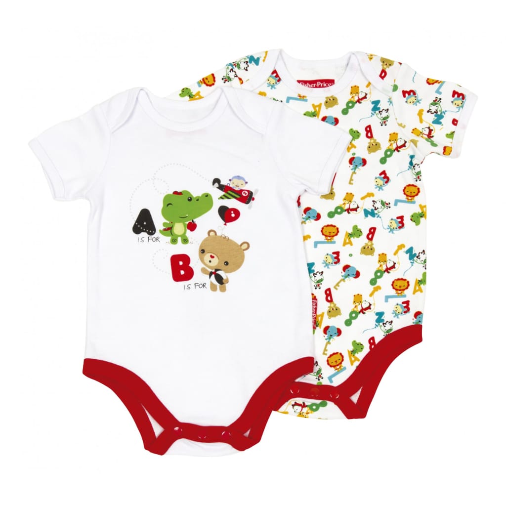 Afbeelding Fisher-Price rompers dieren 2 stuks 0-6 maanden door Vidaxl.nl