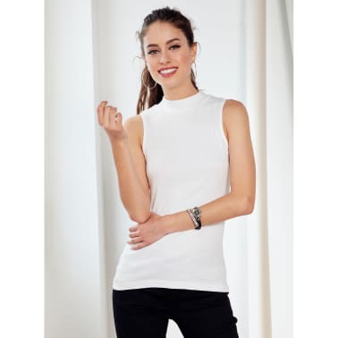 tee shirt femme col montant sans manches