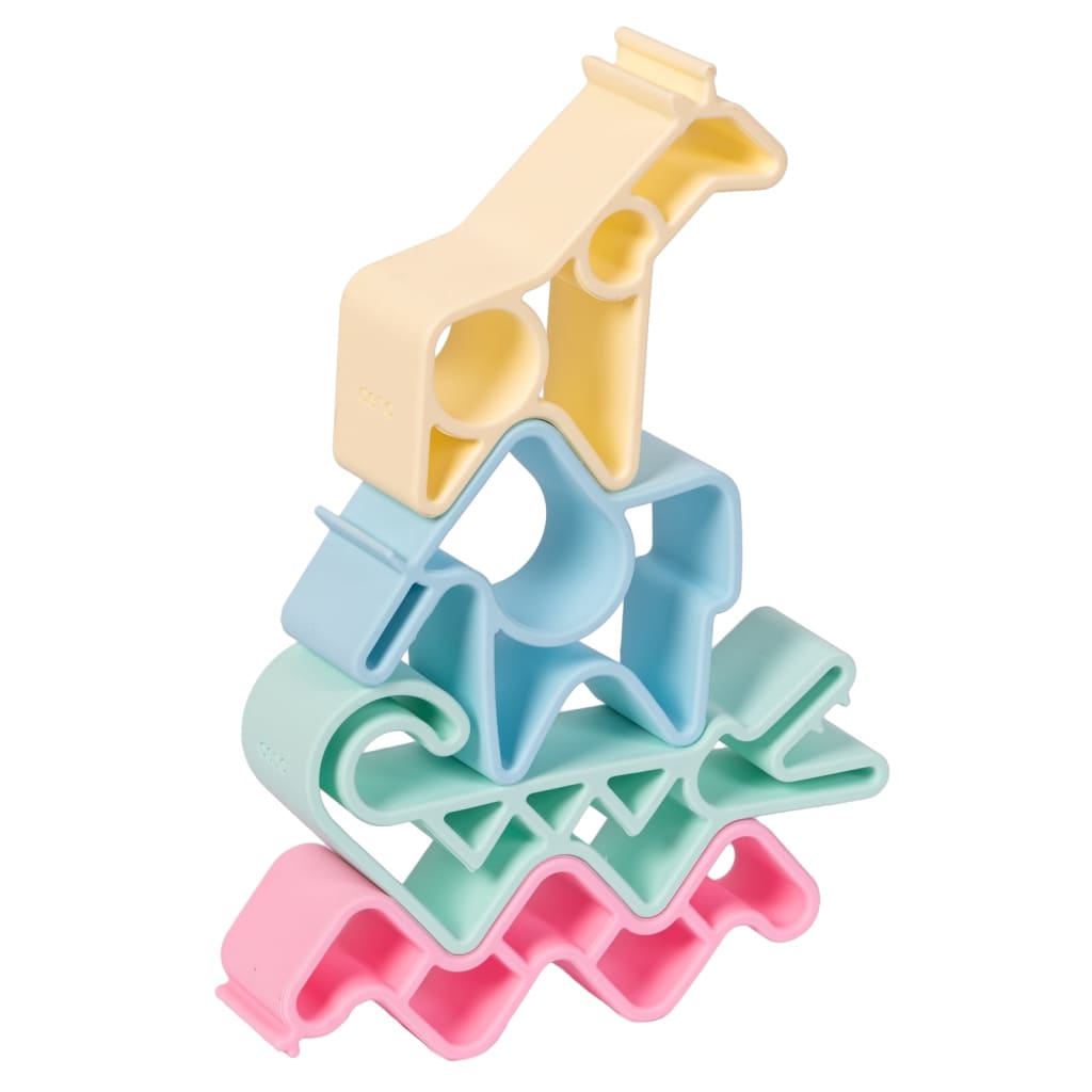 dëna 4-delige Speelgoedset Pastel dieren silicone