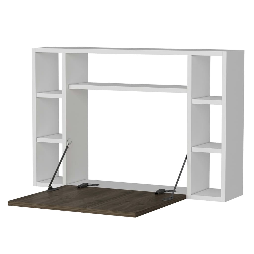 

Homemania Wandbureau inklapbaar Omega 90x19,5x60 cm wit walnootkleurig