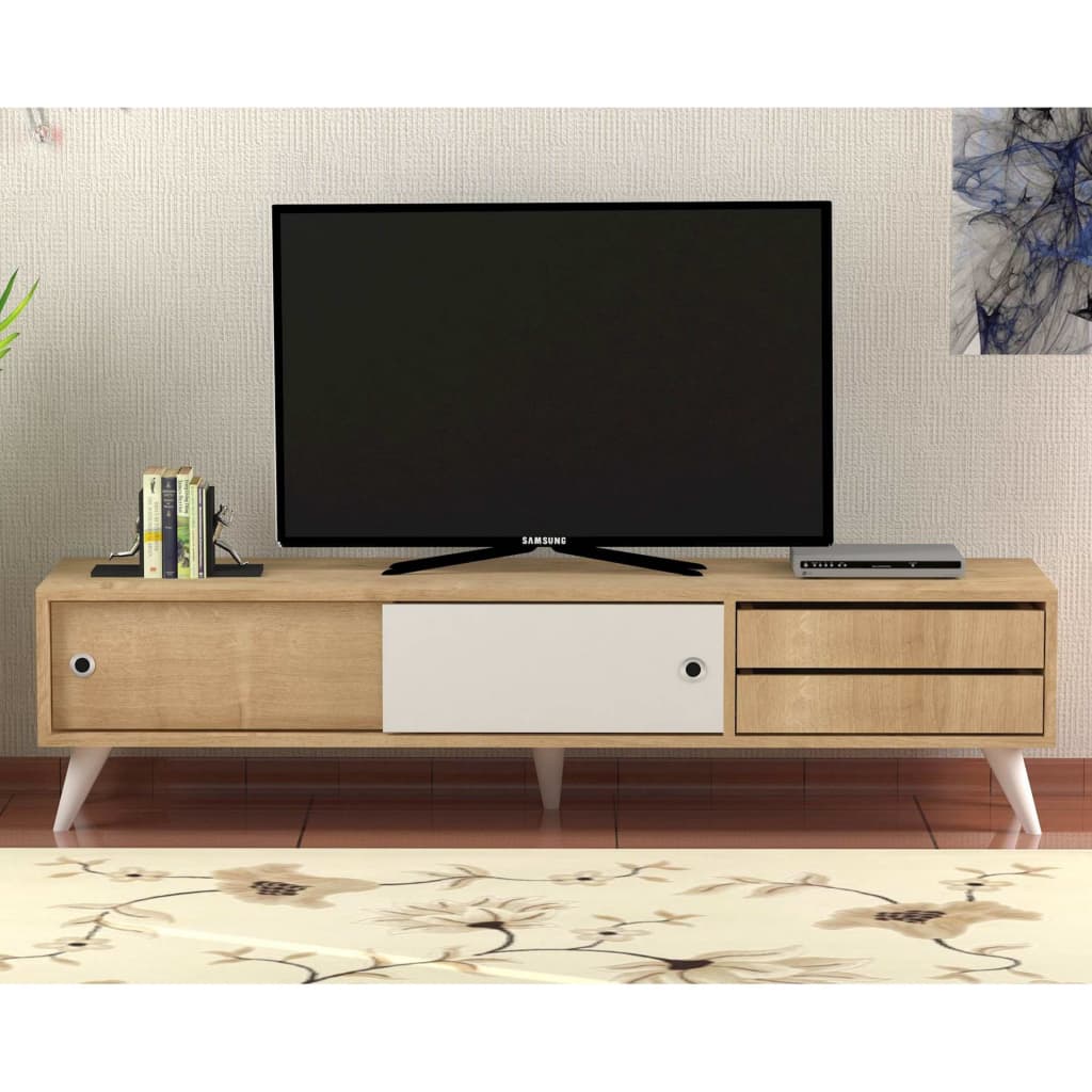 

Homemania Tv-meubel Eduardo 160x40x40 cm eikenkleurig en wit