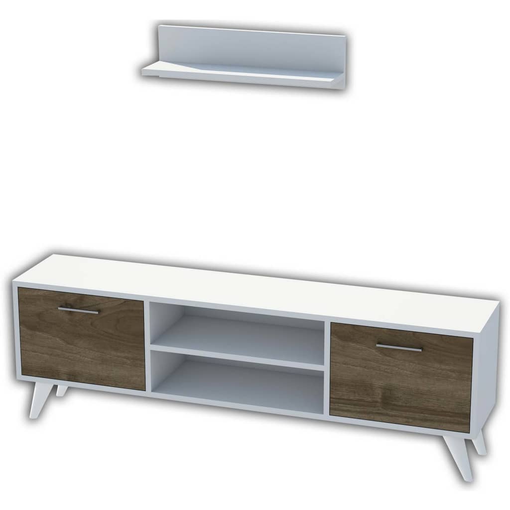 Homemania Mueble para TV Horus blanco y nogal 120x30x48,6 cm