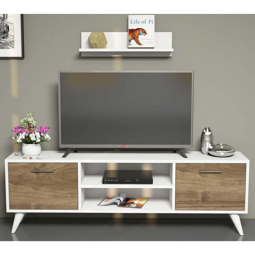 

Homemania Tv-meubel Horus 120x30x48,6 cm wit en walnootkleurig