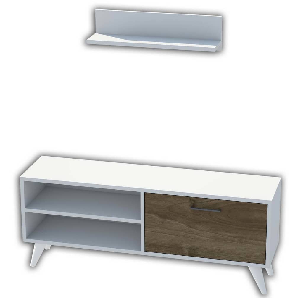 Homemania TV Stand Party 120x29.7x48.6 cm White and Walnut