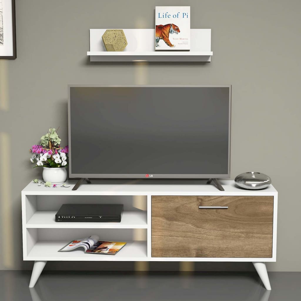

Homemania Tv-meubel Party 120x29,7x48,6 cm wit en walnootkleurig