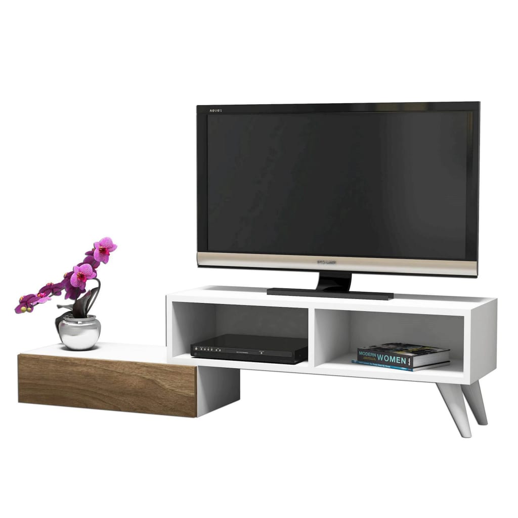 

Homemania Tv-meubel Active 140x29,7x35 cm wit en walnootkleurig