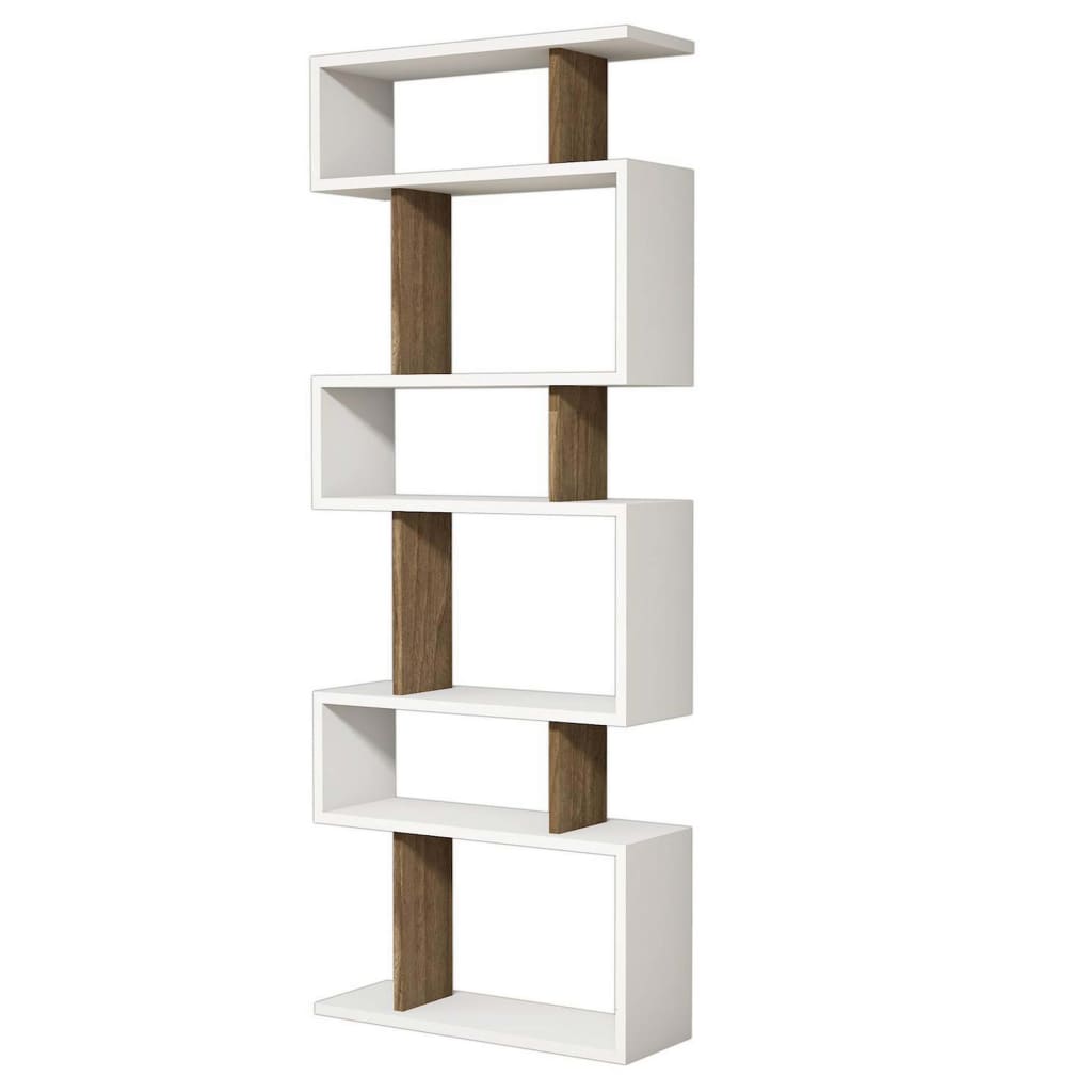 Homemania Bookcase Tablero 60x20x156.6 cm White and Walnut
