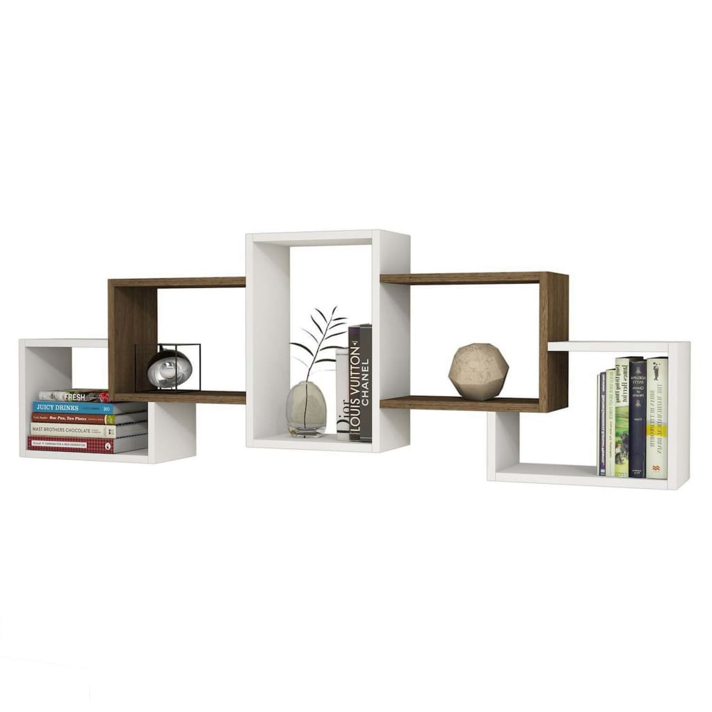 

Homemania Wandschap Berril 164x22x55 cm wit en walnootkleurig