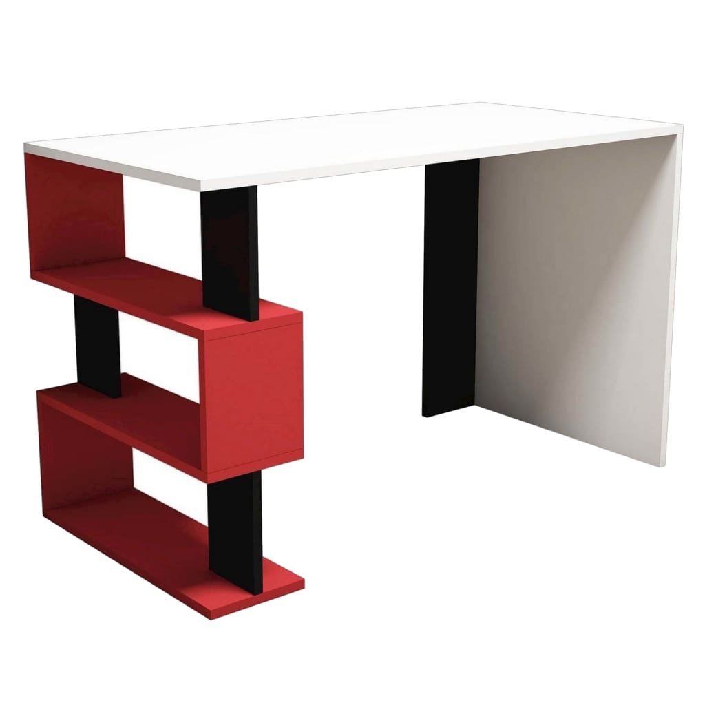 Homemania Computer Desk Snap 120x60x75cm White. Black and Red