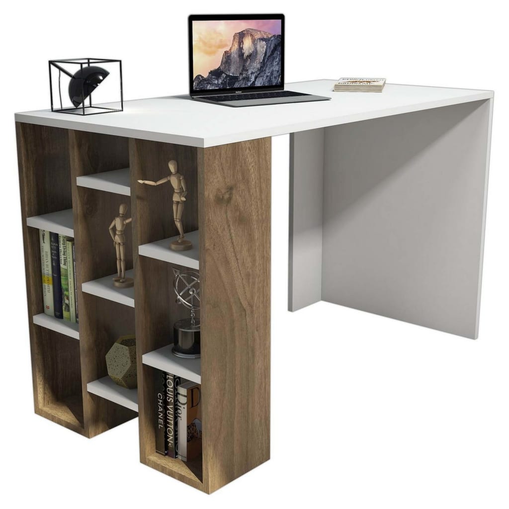 

Homemania Computerbureau Inci 120x60x75 cm wit en walnootkleurig