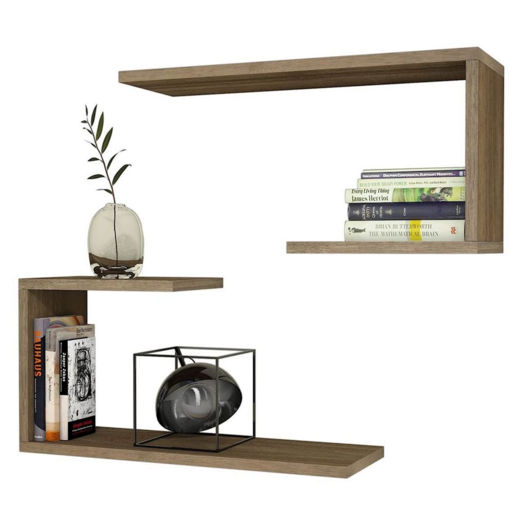 

Homemania Wandschappenset J2 60x20x27 cm walnootkleurig