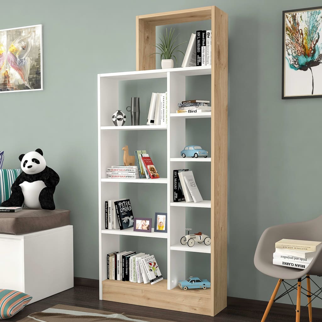 

Homemania Boekenkast Zerre 75,4x22x170,8 cm eikenkleurig en wit