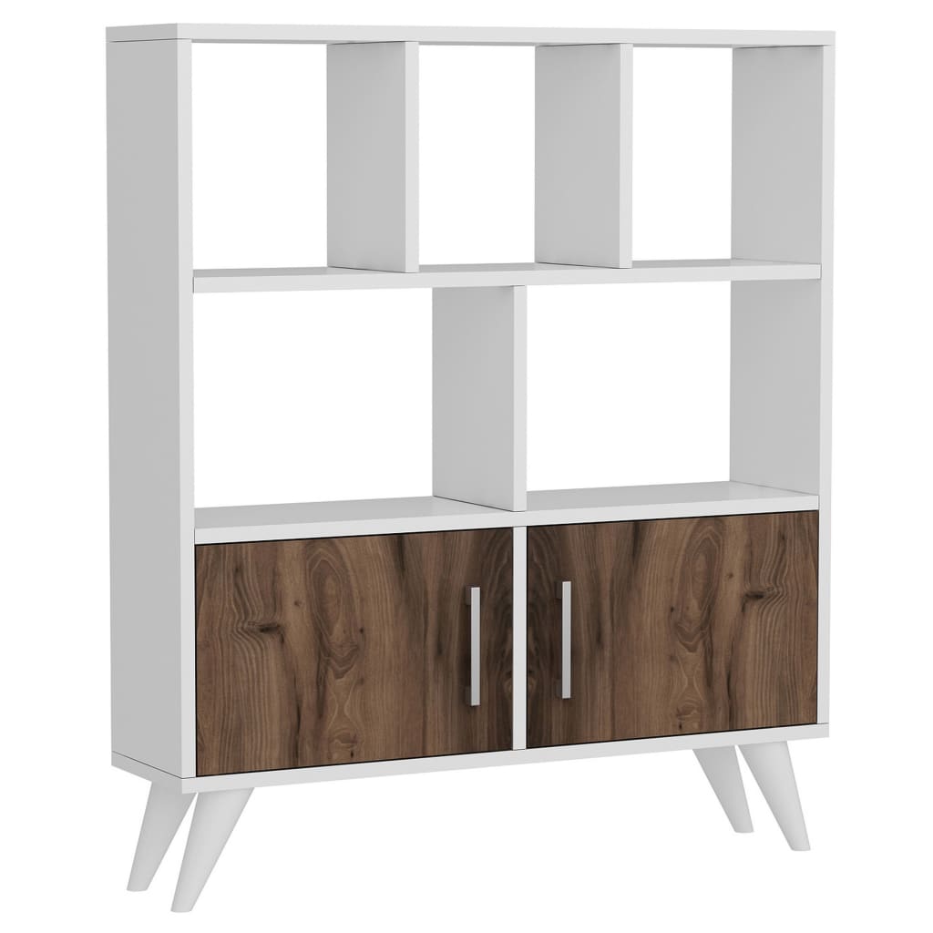 

Homemania Boekenkast Ducky 90x22x105 cm wit en walnootkleurig