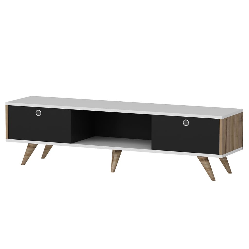Homemania TV Stand Zeyn 150x35x41cm Walnut. Black and White