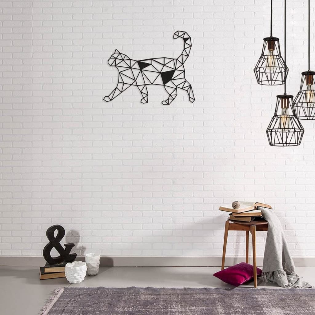 

Homemania Wanddecoratie kat 46x37 cm staal zwart