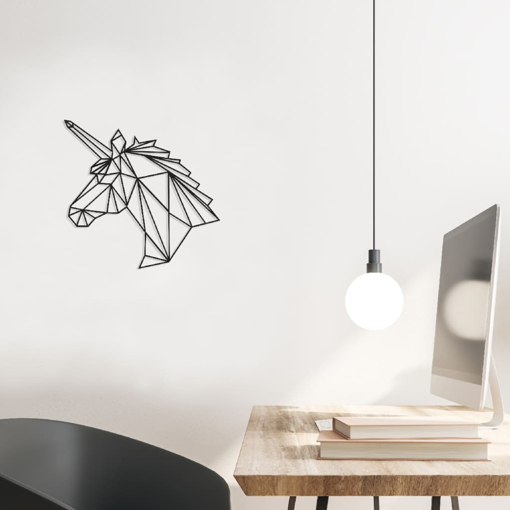 

Homemania Wanddecoratie eenhoorn 53x50 cm staal zwart
