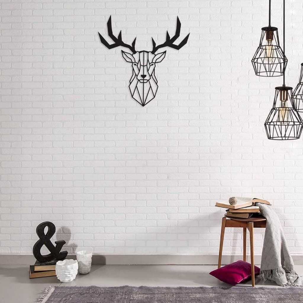 

Homemania Wanddecoratie hert 51x51 cm staal zwart