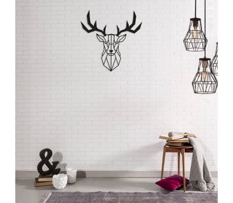 Homemania Adorno de pared Deer acero negro 51x51 cm