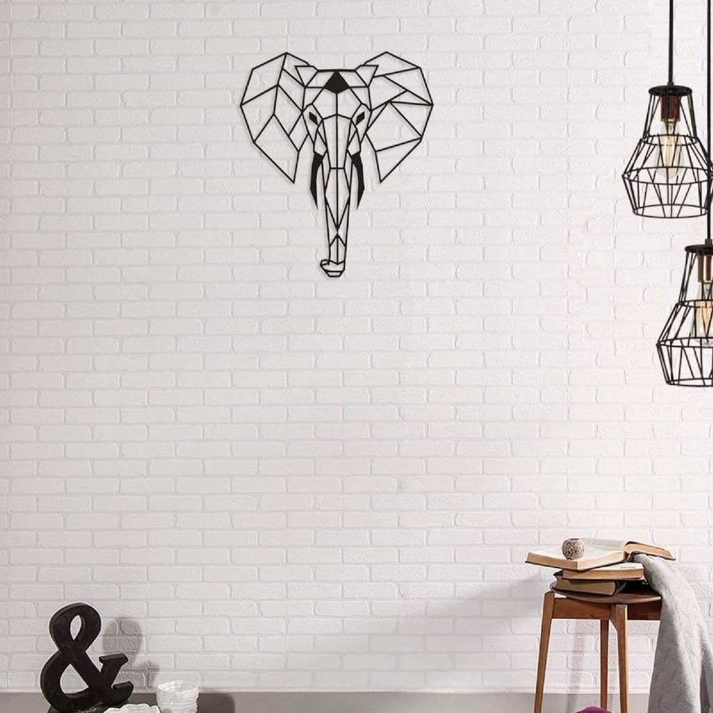 

Homemania Wanddecoratie olifant 42x52 cm staal zwart