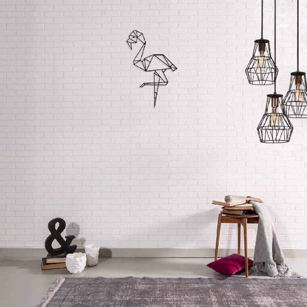 

Homemania Wanddecoratie flamingo 31x50 cm staal zwart