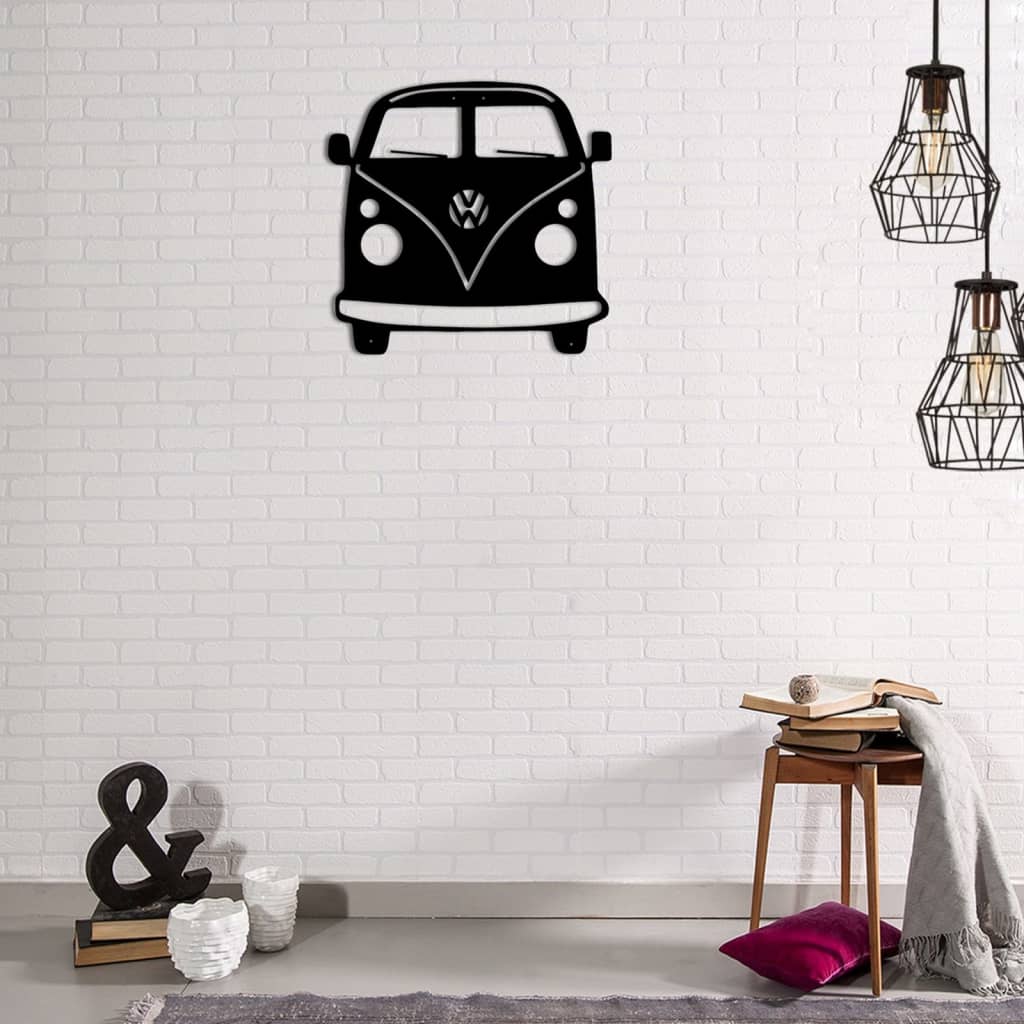 

Homemania Wanddecoratie minibus 32x36 cm staal zwart
