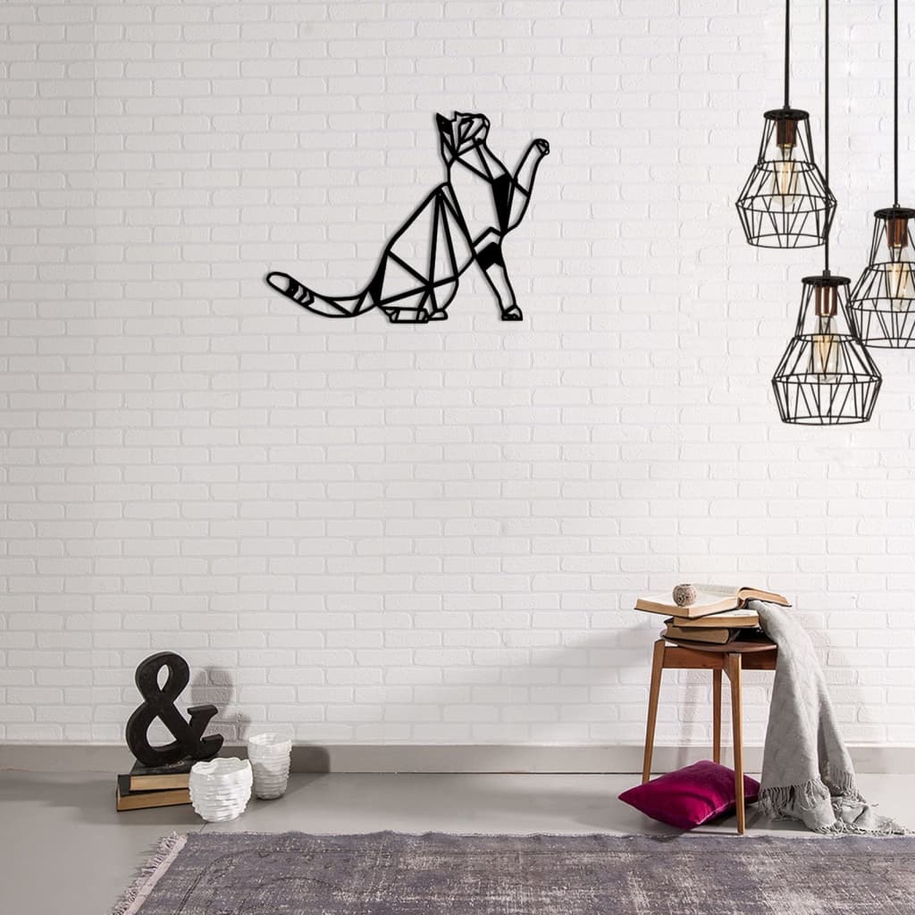 

Homemania Wanddecoratie kat 51x36 cm staal zwart