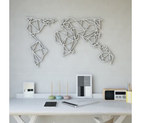 Homemania Décoration murale Carte du monde 100x58 cm Acier Blanc