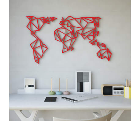 Homemania Wall Decoration World 100x58 cm Steel Red