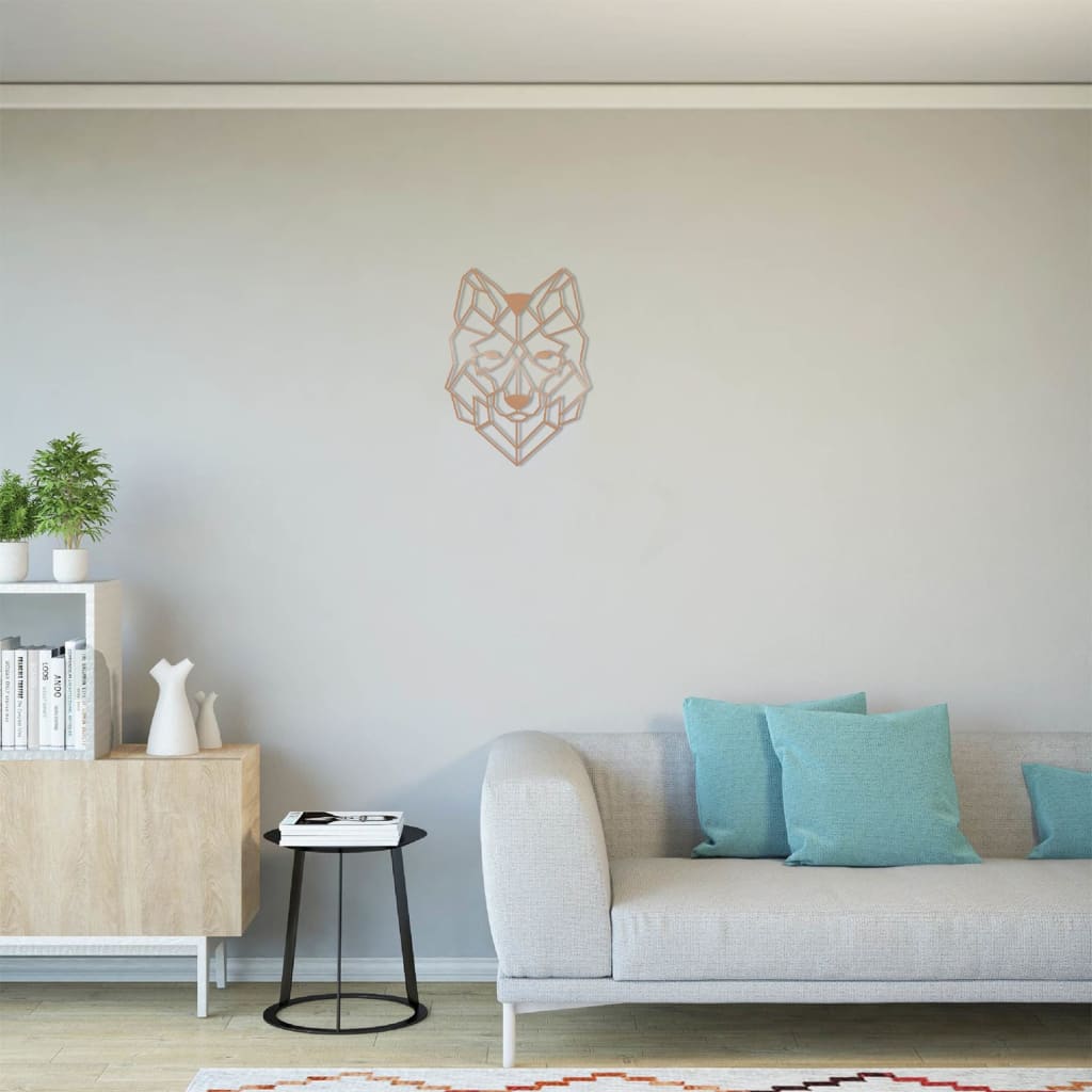 

Homemania Wanddecoratie wolf 41x57 cm staal koperkleurig