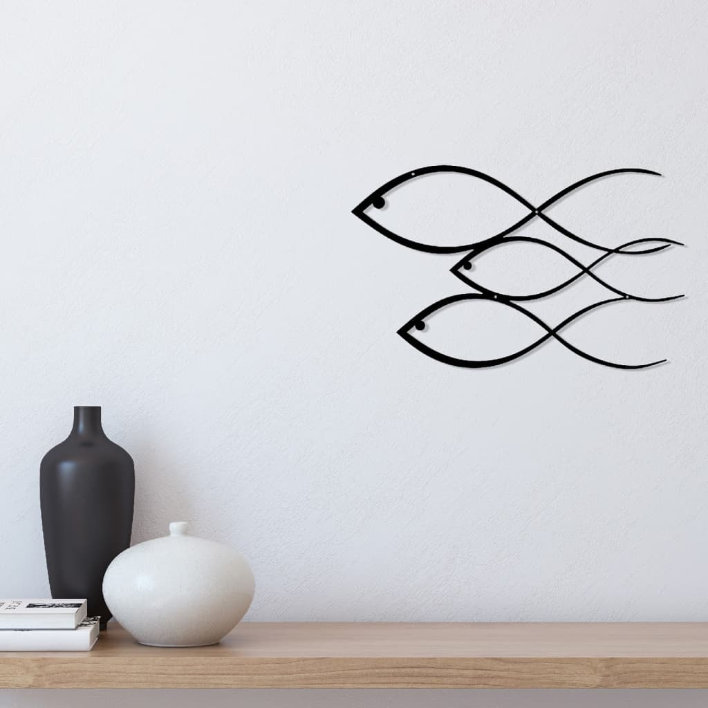 Decorazione Da Parete Pesci 50x30 Cm In Acciaio Nero Homemania 17 width=274