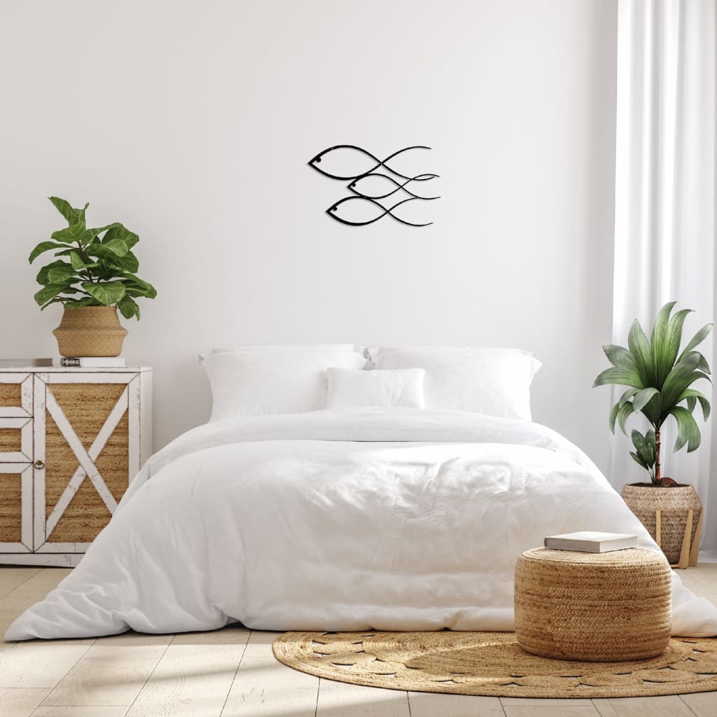 Decorazione Da Parete Pesci 50x30 Cm In Acciaio Nero Homemania 18 width=274