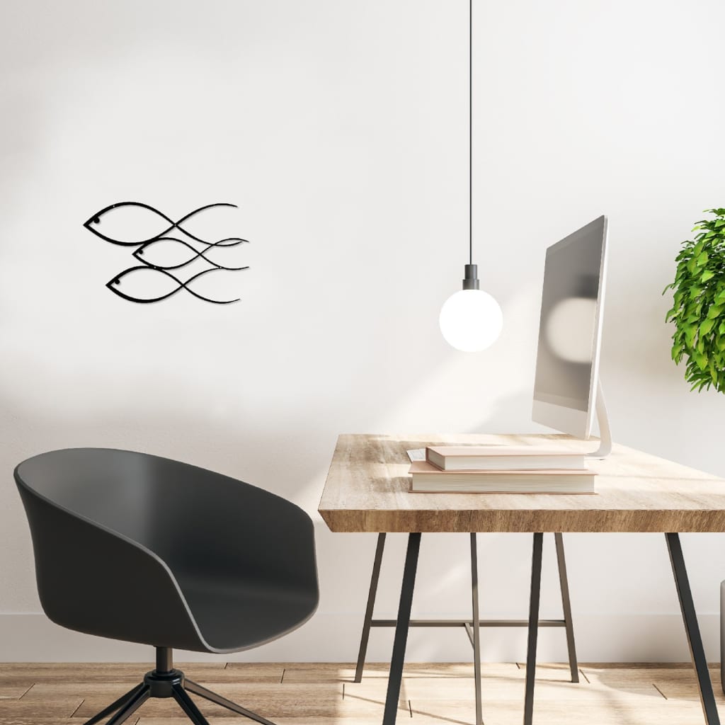 Decorazione Da Parete Pesci 50x30 Cm In Acciaio Nero Homemania 20 width=274