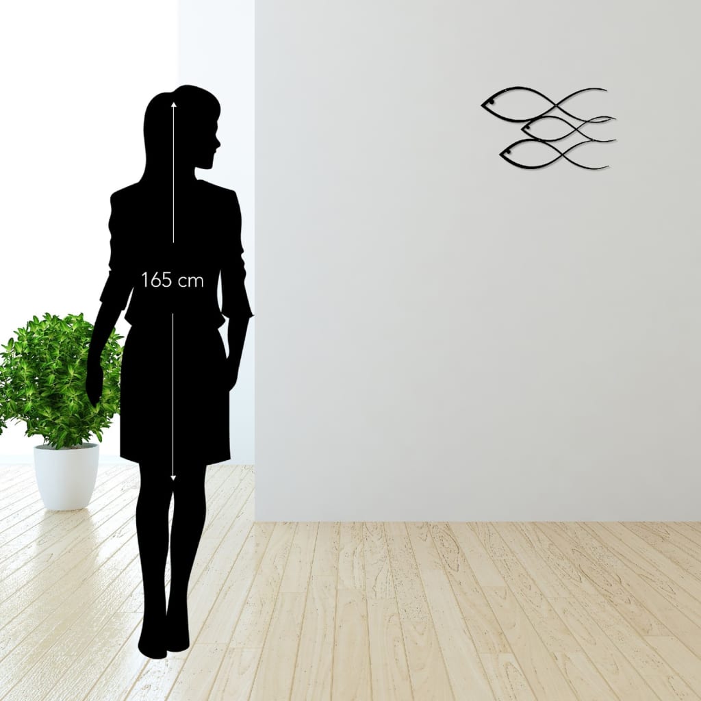 Decorazione Da Parete Pesci 50x30 Cm In Acciaio Nero Homemania 21 width=274