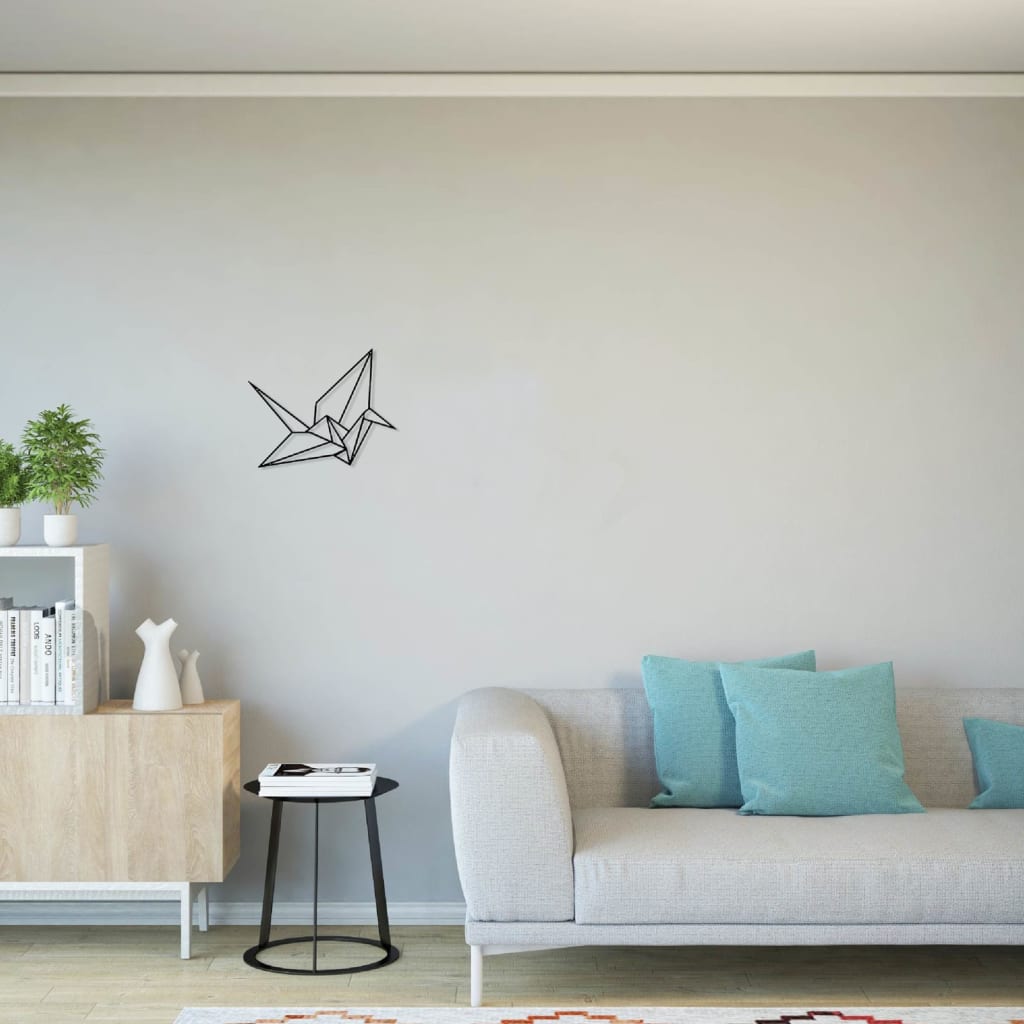 

Homemania Wanddecoratie origami kraanvogel 41x33 cm metaal zwart