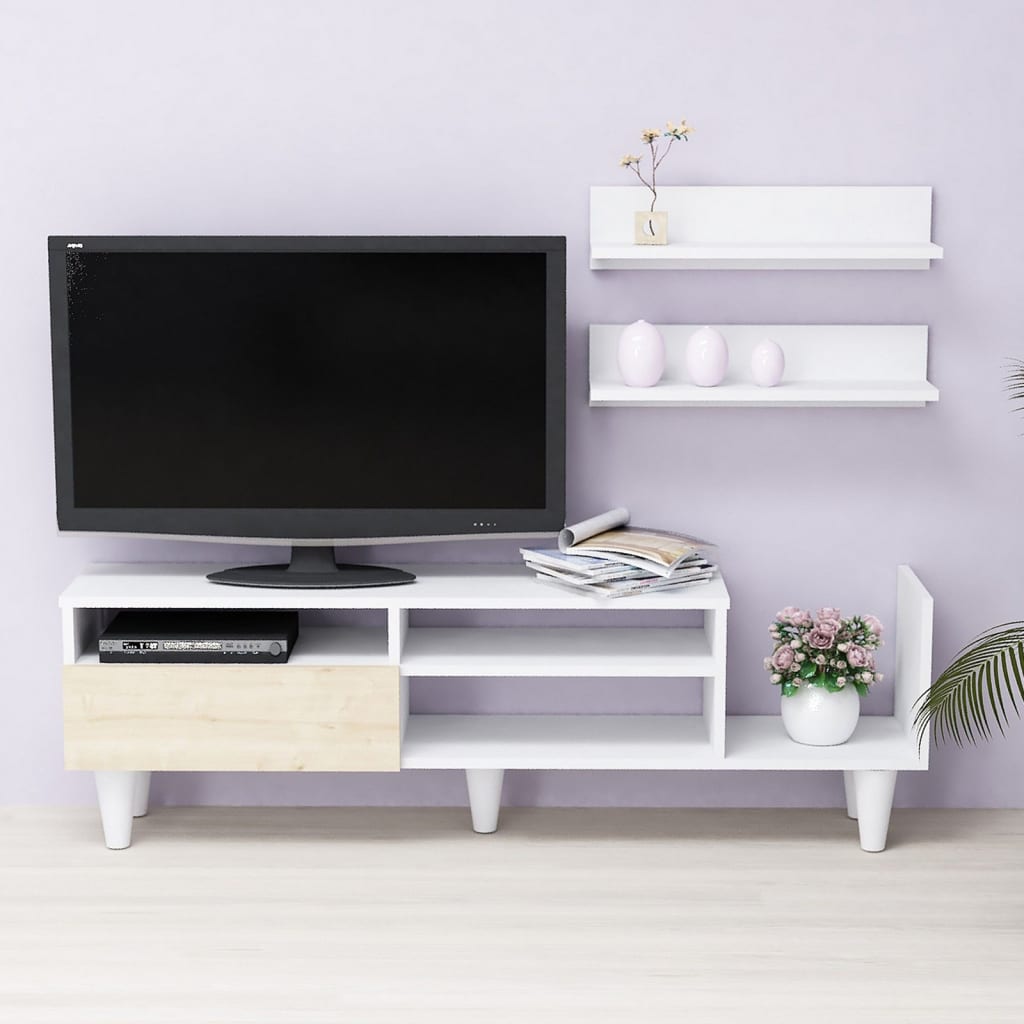 Homemania tv-møbel Lena 148,2x29,5x45 cm hvid og eg