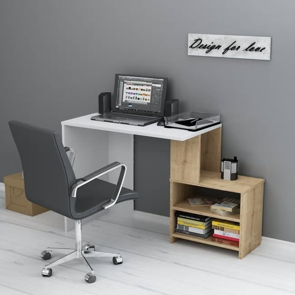 Homemania Computer Desk Sila 120.5x50x75 cm White and Oak