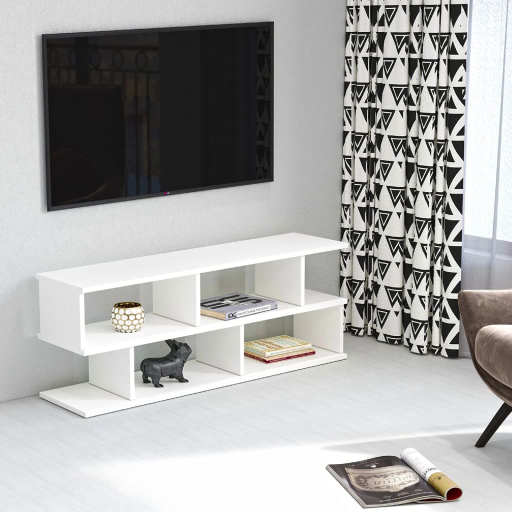 Homemania vidaXL Szafka pod telewizor Su, 120 x 29,6 x 45 cm, biała
